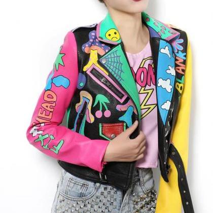 Colorful Patchwork Fashion Leather ..