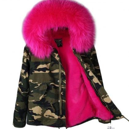 womens camo parka with fur hood