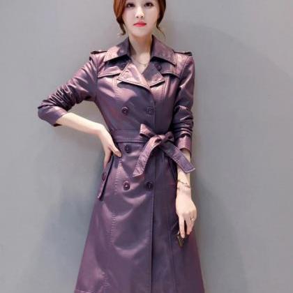 RSS Boutique Purple Leather Trench ..
