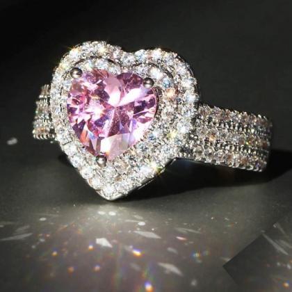 Rsslyn Pink Hearts 925 Silver Rings..