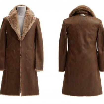Brown Ultra Long Coat for Men Luxur..