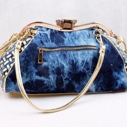 Blue Denim Handbags for Women Baske..
