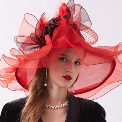 Lady in Red Hats for Women Wide Bri..