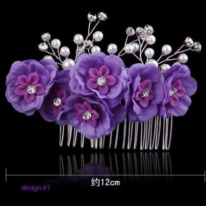 Purple Hair Combs Wedding Party Prom Hair Accessories For Flower