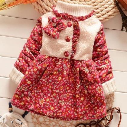 Red Dress for Girls Thick Cotton Dr..