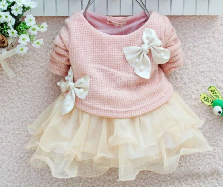 PINK Newborn Tutu Dress with Bows - READY TO SHIP NEWBORN SIZES