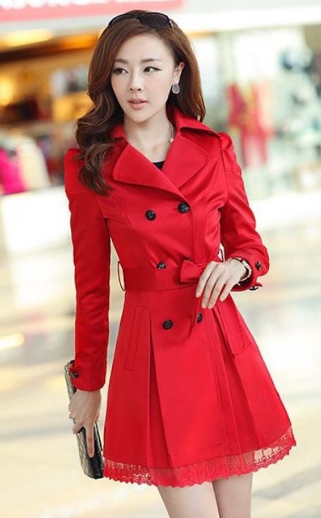 red trench coat dress