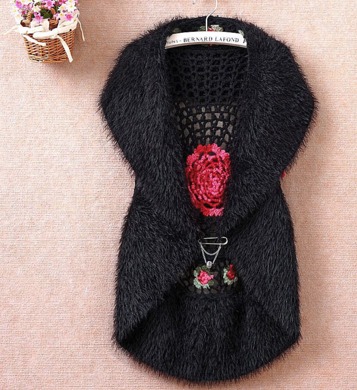 crochet black cardigan