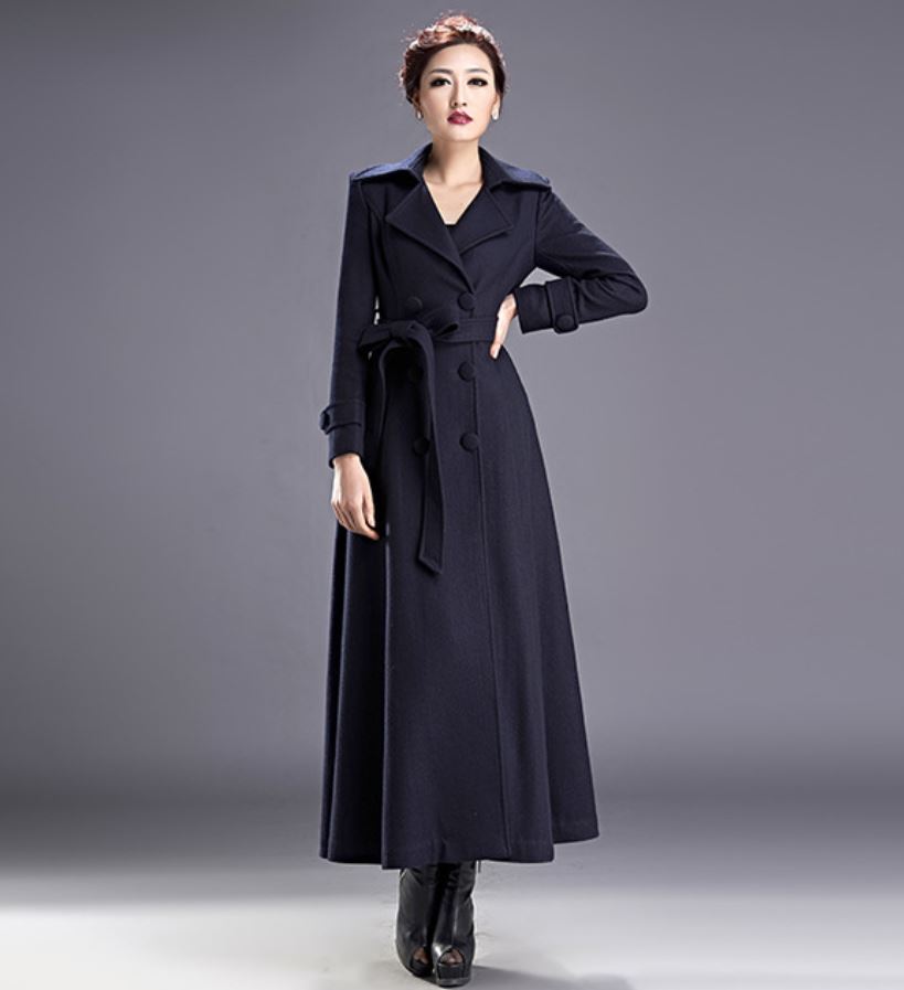 Trench Coat Navy Blue Parka Jacket 