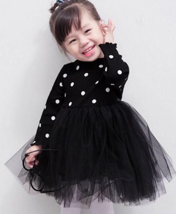 Toddler Baby Girls Clothes Long Sleeve Polka Dot Multilayer Tulle Tutu Dress Party Birthday Dress Fall Outfits
