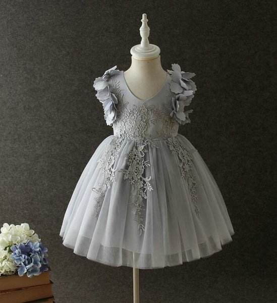 Ready To Ship Heavy Embroidery Laced Silver Dresses For Girls Free