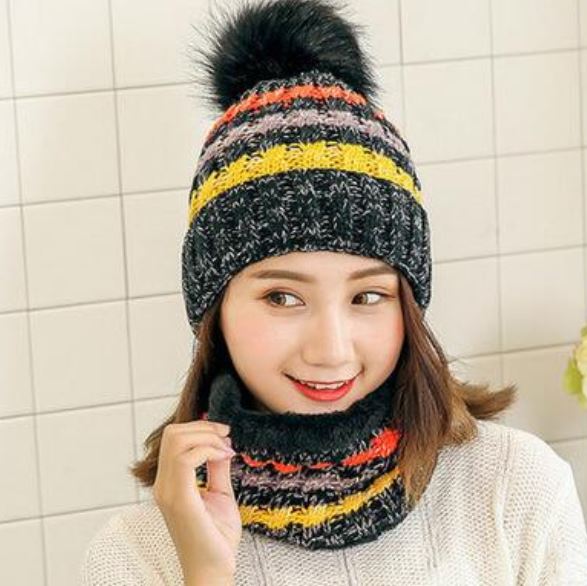 girls black winter hat