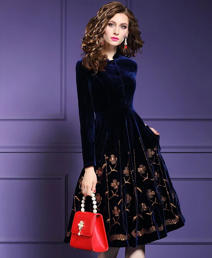 navy and white dress and jacket