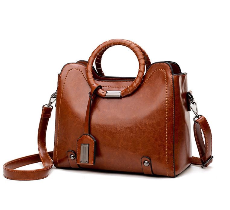New Arrival Brown Leather Bags For Women Hollow Out Floral Solid Brown ...