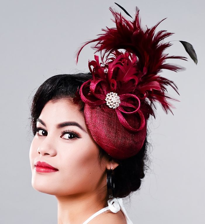 burgundy hats and fascinators