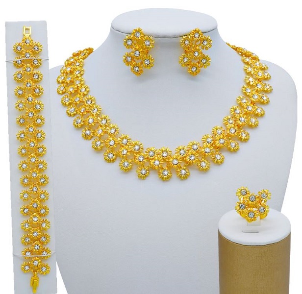 Rsslyn 4pcs/SET Free Shipping Dubai Gold Jewelry Set 