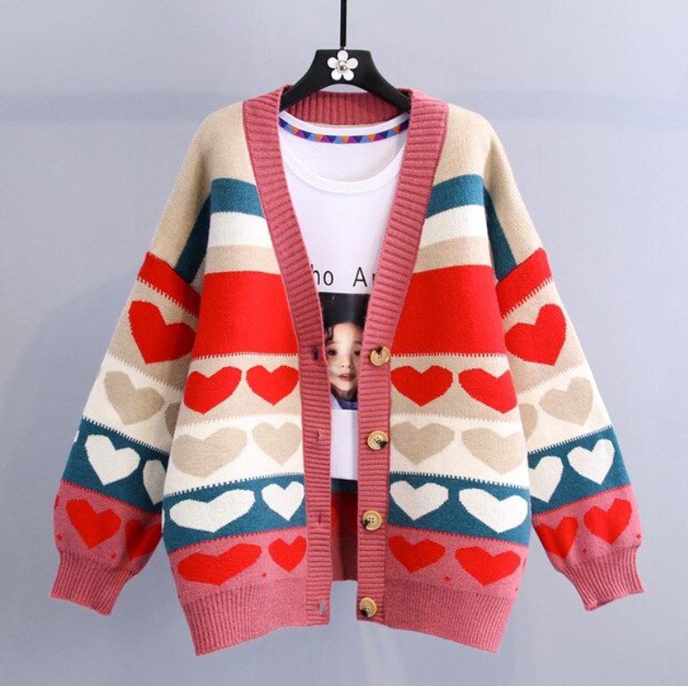 heart pattern cardigan