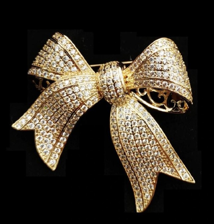 Luxury Large Bows Merry Christmas To You Golden Brooch for Women-Large Brooch for Christmas Gift Pins and Brooches-RCP239K