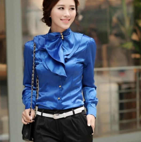 Rsslyn On Hand Royal Blue Blouses RSS1392021 Luxury Blue Silk Blouses ...