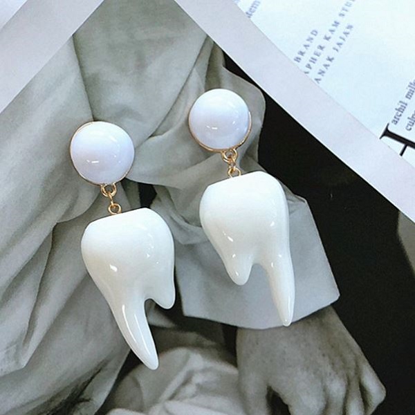 Rsslyn SALE 50% Off Fashion Earrings for Women White Tooth Dentist Fashion Earrings