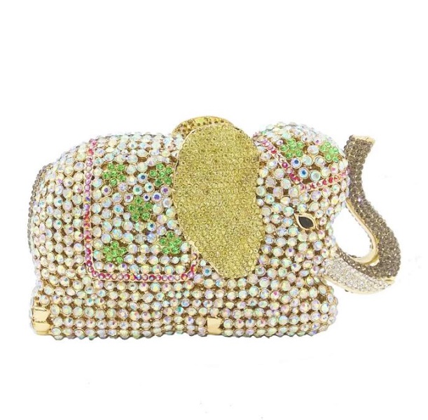 Rsslyn Luxury Elephant Bags Golden Clutch Golden Purses-Golden Evening Bags for Women Elephant Lovers