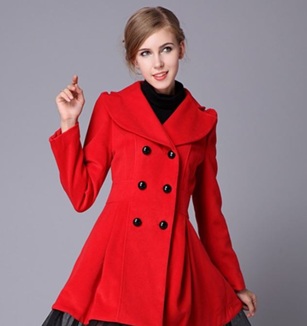 women's red winter coat with hood