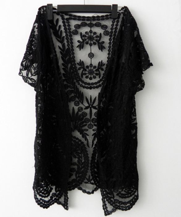 lace short sleeve cardigan