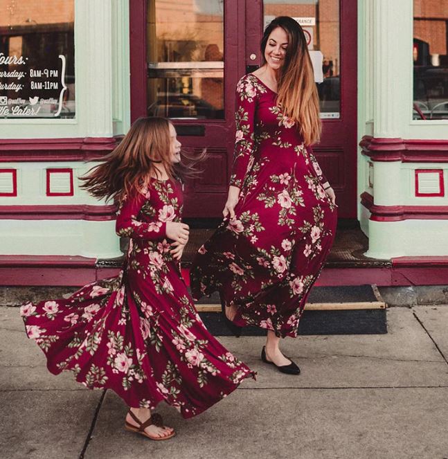 floral burgundy maxi dress