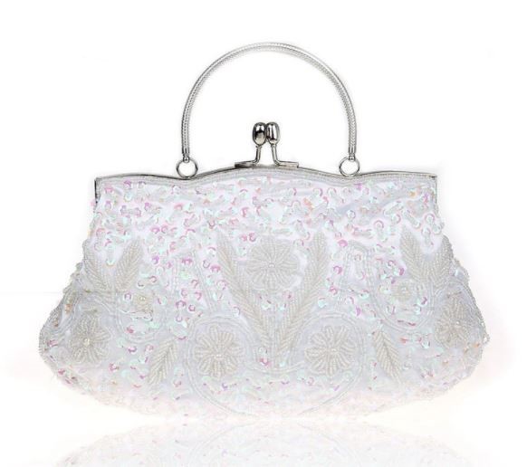 white bridal purse