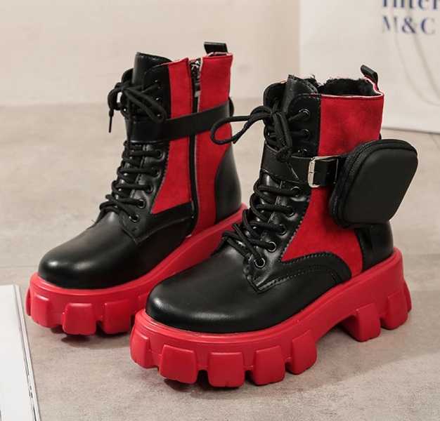 Rsslyn High Top Shoes Bulldog Style Teenage Girls And Women Footwear Red Boots With Small Wallet On Luulla