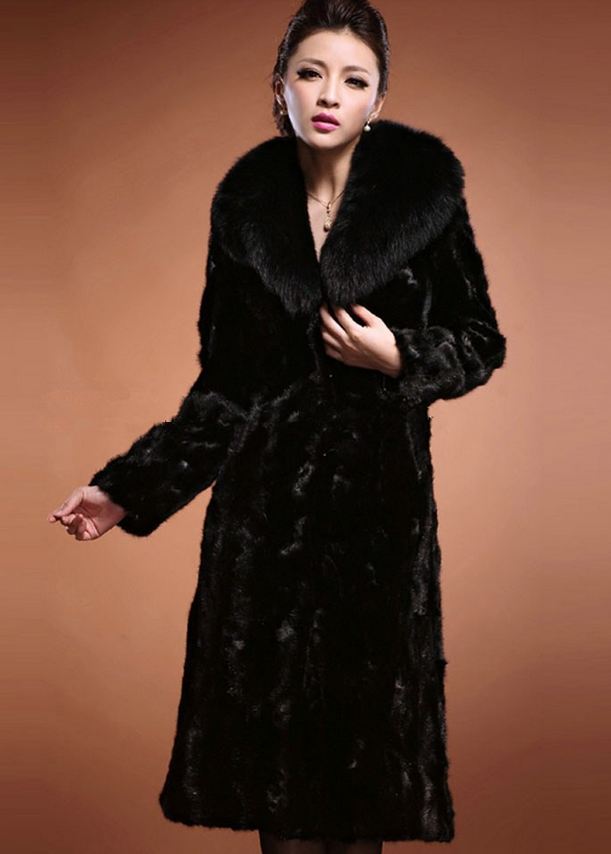 Ongebruikt Black Mink Fur Coats Black Ultra Long Overcoats Super Quality WU-47