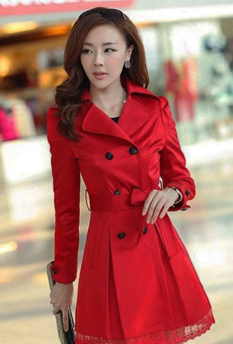 Large Size Red Trench Coats For Women Free Ship And Ready To Ship Red ...