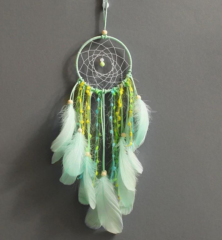 Handmade Small Wall Decoration for Nursery Room-Window Hanging Decoration-Green Dream Catchers-Lovely Light Green Color-Baby Shower Gift