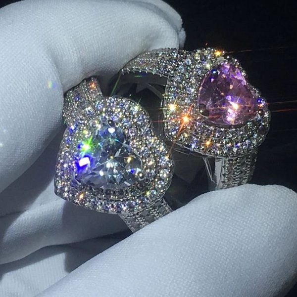 925 silver rings for women silver ring heart white zircon wedding rings