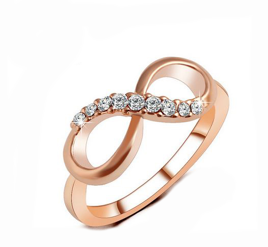 Rose Gold Plated Fine Friendship Zircon Ring Infinity Crystal Rings For Women