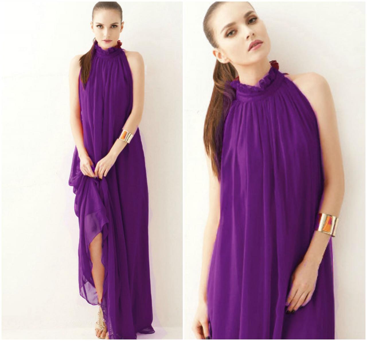 purple maxi evening dress