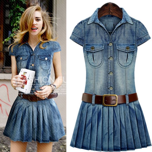 girls blue denim dress