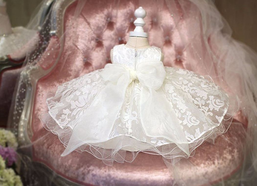White Baby Dress Lace Embroidered Luxury Wedding Dress Paisley