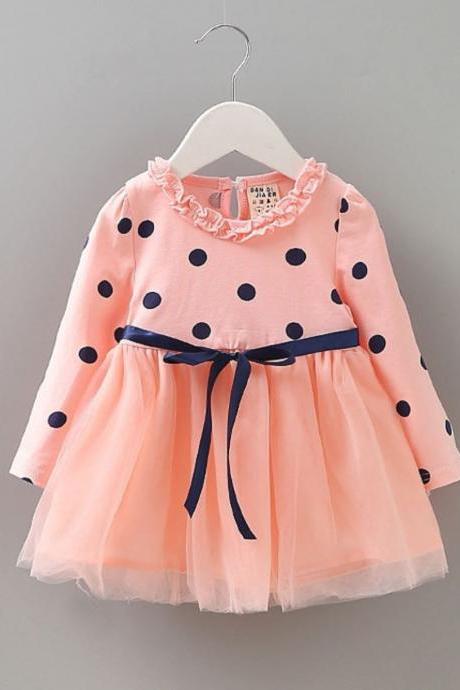 Peach Dress for Baby Girls Polka Dot Baby Shower Gifts and Surprises Orange