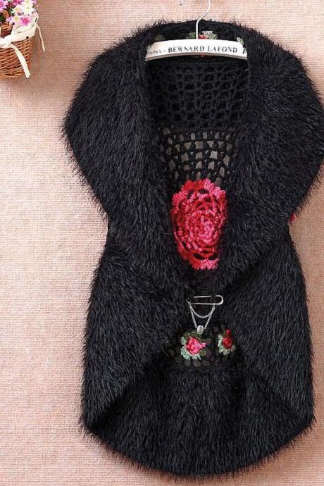 Black Cardigan Women's Crochet Black Vest Sweater Outerwear Casual Cardigan Very Soft Material