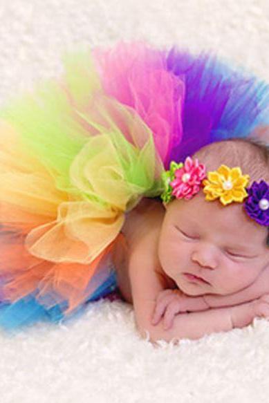 Rainbow Tutu for Preemie Baby Newborn Girls Baby Props Ready for Shipping Newborn Props