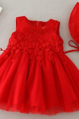 Red Dress For Newborn Girls Handmade Red And White Baby Dress Floral ...