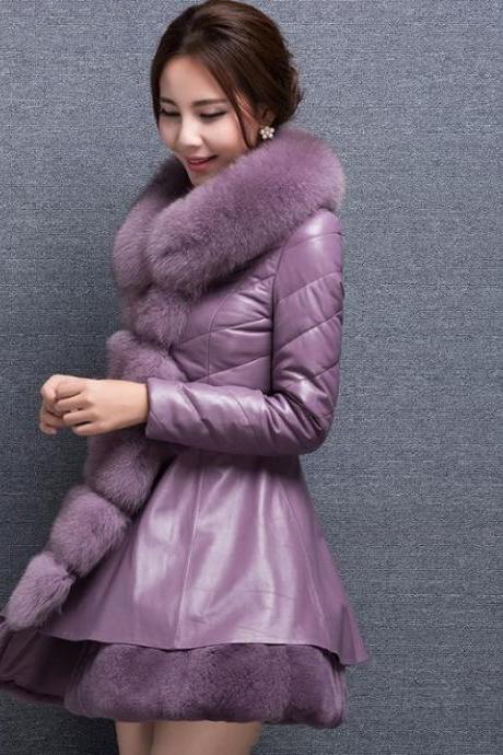 Rsslyn Section Purple Jackets for Women Purple Parkas with Faux Fur