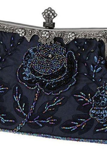 Navy Blue Clutch Bridal Bags Exquisite Embroidery Beaded Clutch RSS Fashion Vintage Purse for Women