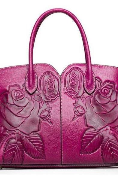 RSS 2018 Magenta Purse for a Lady Handmade Laptop Carrier Pink Totes Leather Tote Bags for Women