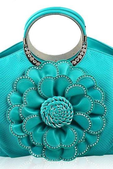 High Quality Handbag for Women's Tote Purse Turquoise Tote for Women Floral Aqua Blue Purses