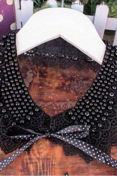 Rsslyn Fashion Elegant Black Collar Pearls Black Necklaces for Women
