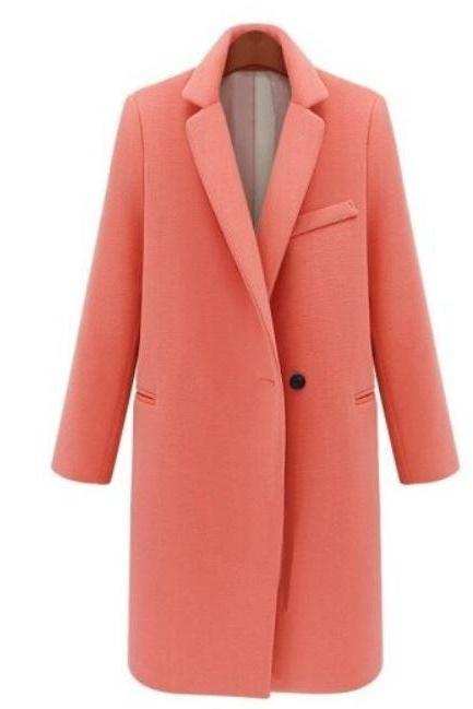 Ready for Shipping Orange Wool Blazer Coats for Women Blazers Long Formal Blazers Work Office Blazers