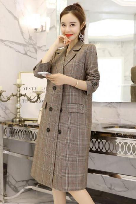 New Arrival England Fashion Blazer Long and Warm Blazers for Women Brown Coats for Women