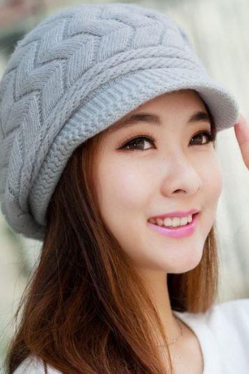 Gray Hats for Women 7 Colors Slouchy Hats for Teen Girls with Brim Knitted hats Thick and Warm Beanies for Women